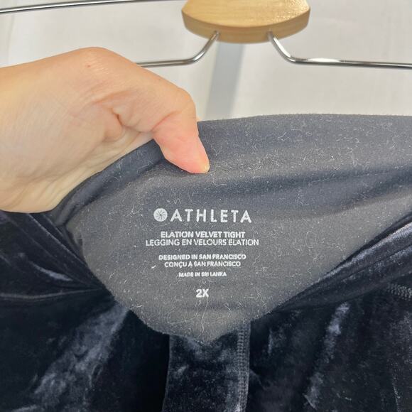 ATHLETA Elation Velvet Tights Yoga Studio Soft Dark Blue Scuro Size 2X Plus - Picture 3 of 12